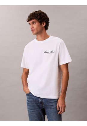 Camiseta Blanca Con Logo Gráfico Calvin Klein