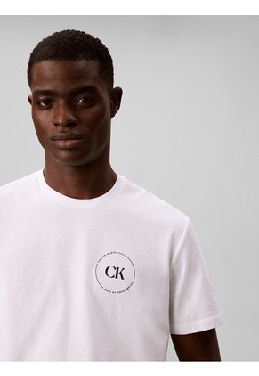 Camiseta Blanca Con Gráfico De Logo Circular Calvin Klein