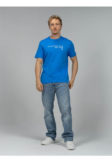 Camiseta Azul Con Gráfico De Logo Calvin Klein