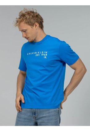 Camiseta Azul Con Gráfico De Logo Calvin Klein