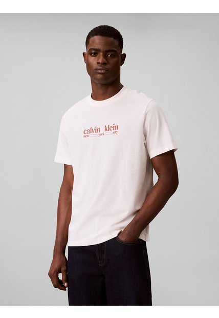 Camiseta Blanca Con Gráfico De Logo Calvin Klein