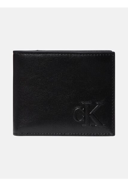 Billetera Negra De Cuero Con Monograma Calvin Klein