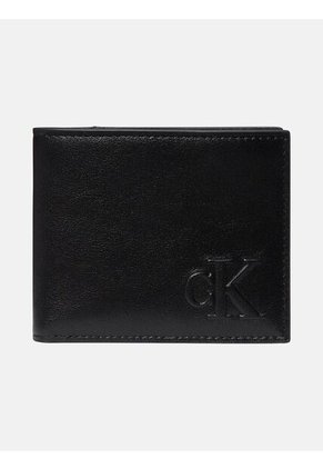 Billetera Negra De Cuero Con Monograma Calvin Klein