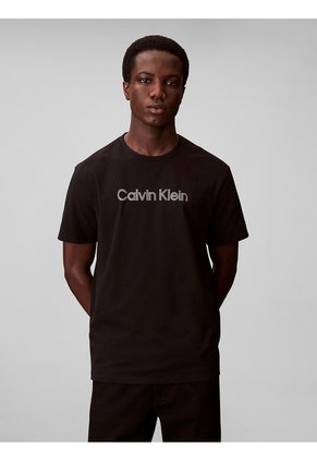 Polo Azul Con Sutiles Rayas Tonales Calvin Klein
