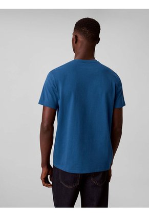 Camiseta Azul Con Micro Monograma Bordado Calvin Klein