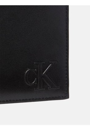Billetera Negra De Cuero Con Monograma Calvin Klein