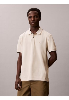 Polo Beige De Manga Corta En Tejido Piqué Calvin Klein