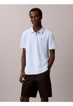 Polo Celeste De Manga Corta En Tejido Piqué Calvin Klein