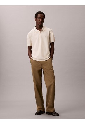 Polo Beige De Manga Corta En Tejido Piqué Calvin Klein