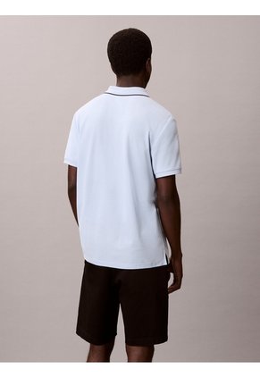 Polo Celeste De Manga Corta En Tejido Piqué Calvin Klein
