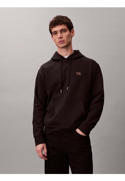 Buzo Negro Con Gráfico Circular De Logo Calvin Klein