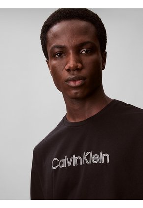 Polo Azul Con Sutiles Rayas Tonales Calvin Klein