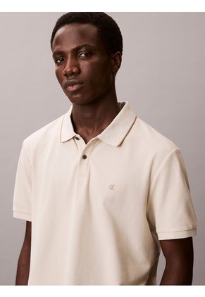 Polo Beige De Manga Corta En Tejido Piqué Calvin Klein