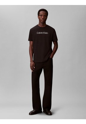 Polo Azul Con Sutiles Rayas Tonales Calvin Klein