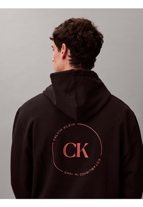 Buzo Negro Con Gráfico Circular De Logo Calvin Klein