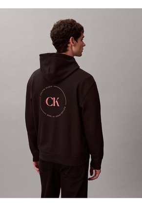 Buzo Negro Con Gráfico Circular De Logo Calvin Klein
