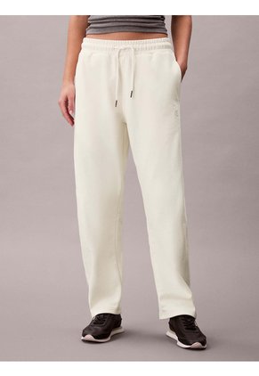 Pantalón Beige Barrel De Terry Premium Con Monograma Calvin Klein