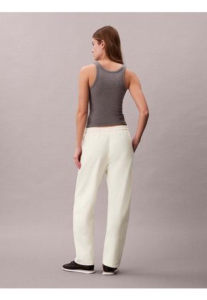 Pantalón Beige Barrel De Terry Premium Con Monograma Calvin Klein