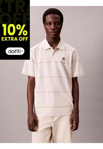 Polo Beige Sencillo Con Raya Texturizada Calvin Klein Calvin Klein