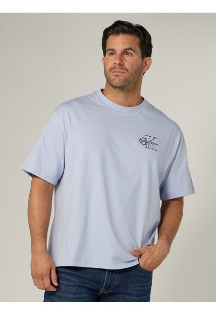 Camiseta Gris Con Gráfico De Monograma Calvin Klein Calvin Klein