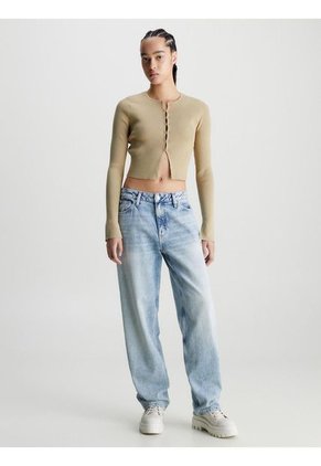 Cárdigan Beige Cropped En Crochet Mujer Calvin Klein