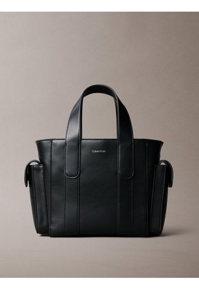 Tote Negro Bag Pequeño De Jacquard Con Logo Calvin Klein
