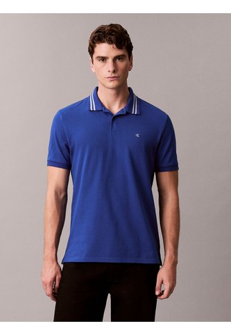 Polo Azul De Piqué Con Ribetes En Contraste Calvin Klein Calvin Klein