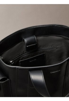 Tote Negro Bag Pequeño De Jacquard Con Logo Calvin Klein