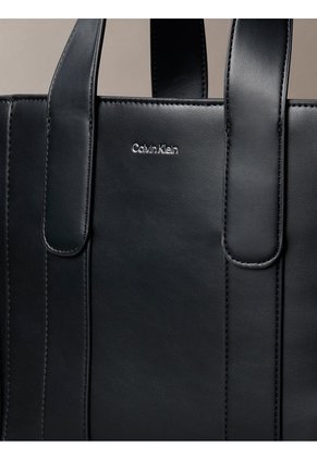 Tote Negro Bag Pequeño De Jacquard Con Logo Calvin Klein