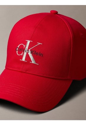 Gorra Roja De Algodón Con Monograma Bordado Calvin Klein
