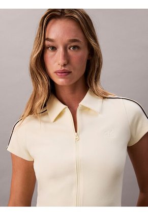 Polo Amarillo De Punto Milano Ajustado Con Cremallera Calvin Klein