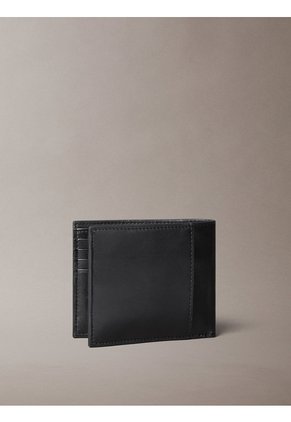 Billetera Negra Billfold De Cuero Con Logo Calvin Klein