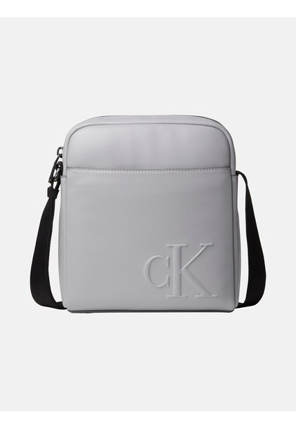 Bolso Gris Reporter Con Logo Monograma Grabado Calvin Klein