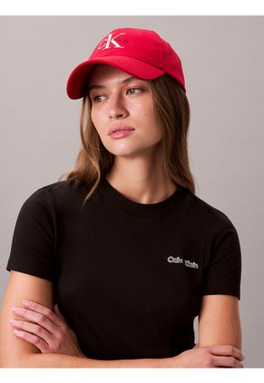 Gorra Roja De Algodón Con Monograma Bordado Calvin Klein