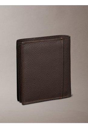 Billetera Negra De Plegado Triple Con Logo Grabado Y Tarjetero Calvin Klein