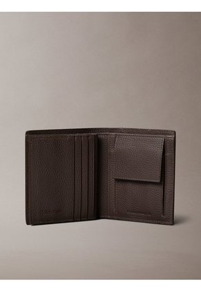Billetera Negra De Plegado Triple Con Logo Grabado Y Tarjetero Calvin Klein