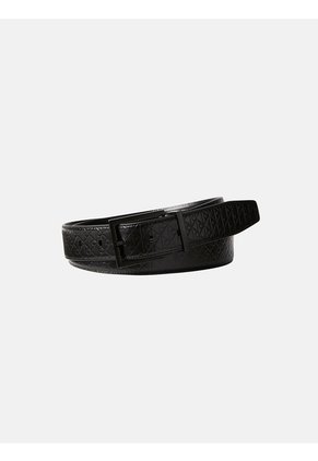Cinturón Negro De Cuero Liso Con Hebilla Cuadrada 32 Mm Calvin Klein