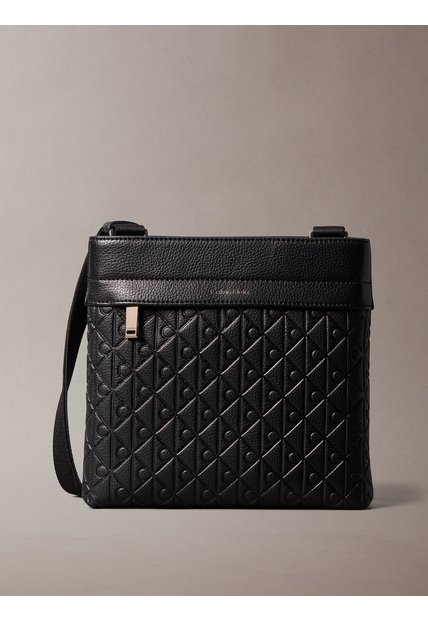 Bolso Negro Plano Con Estampado De Emblema Calvin Klein