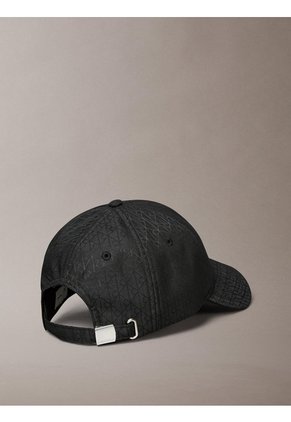 Gorra Negra Ripstop Con Estampado De Monograma Calvin Klein