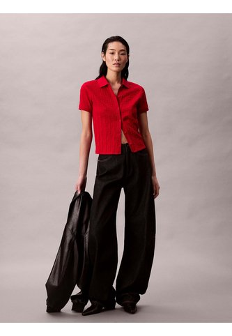 Polo Rojo De Jacquard De Logo Y Cierre De Botones Calvin Klein Calvin Klein