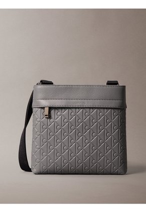 Bolso Gris Plano Con Estampado De Emblema Calvin Klein