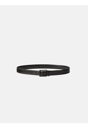 Cinturón Negro De Cuero Liso Con Hebilla Cuadrada 32 Mm Calvin Klein