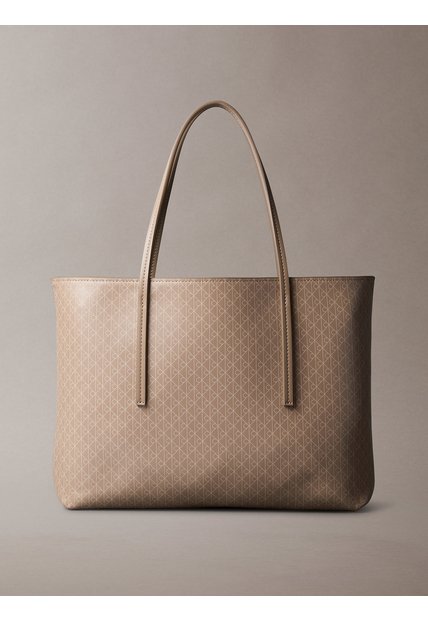 Bolso Beige Tote Pequeño Con Logo Monograma Con Bolsito Calvin Klein