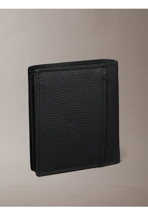 Billetera Negra De Plegado Triple Con Logo Grabado Y Tarjetero Calvin Klein