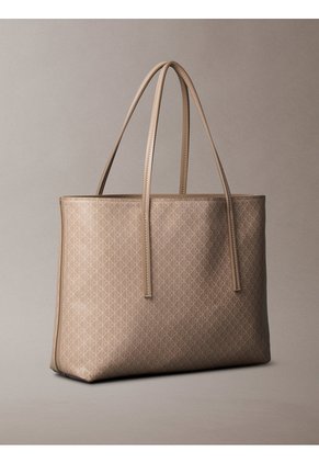 Bolso Beige Tote Pequeño Con Logo Monograma Con Bolsito Calvin Klein