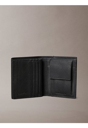 Billetera Negra De Plegado Triple Con Logo Grabado Y Tarjetero Calvin Klein