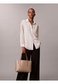 Bolso Beige Tote Pequeño Con Logo Monograma Con Bolsito Calvin Klein de Calvin Klein