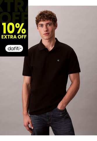 Polo Negro Clásico De Piqué De Algodón Calvin Klein Calvin Klein