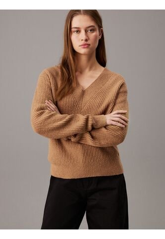 Saco Café Tejido De Pico De Buclé De Canalé Calvin Klein Calvin Klein