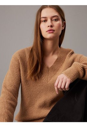 Saco Café Tejido De Pico De Buclé De Canalé Calvin Klein